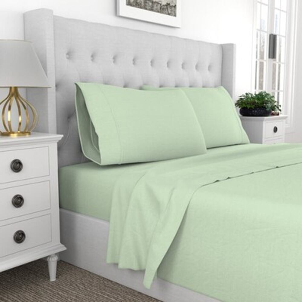 Purity Home Organic 100% Cotton Eco Friendly & Breathable Sheet Set Green Queen - Picture 4 of 7